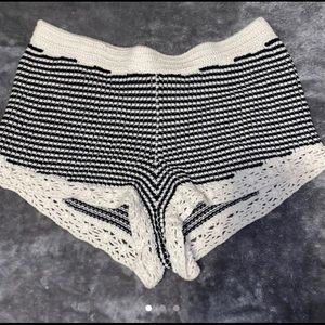 AERIE Women’s Black and White Knit Pajama Shorts